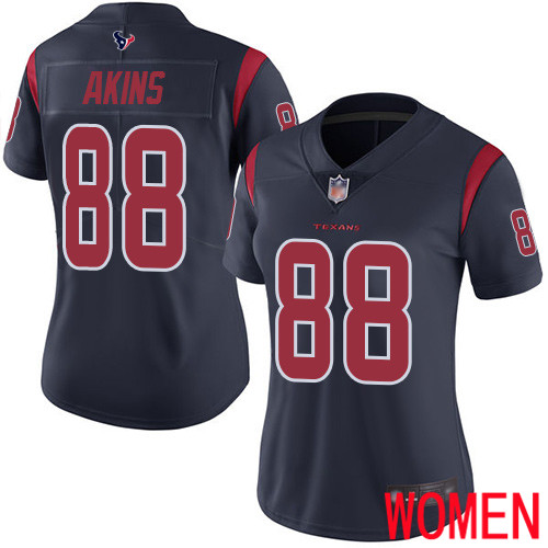 Houston Texans Limited Navy Blue Women Jordan Akins Jersey NFL Football 88 Rush Vapor Untouchable